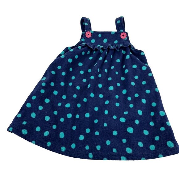 Carters Blue Fleece Polka Dot Baby Sleeveless Toddler Size 12 Months - Picture 1 of 3